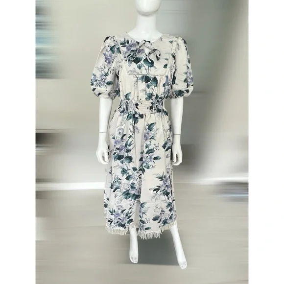 Beautiful floral print detailed midi dress S M L - Picture 5 of 8